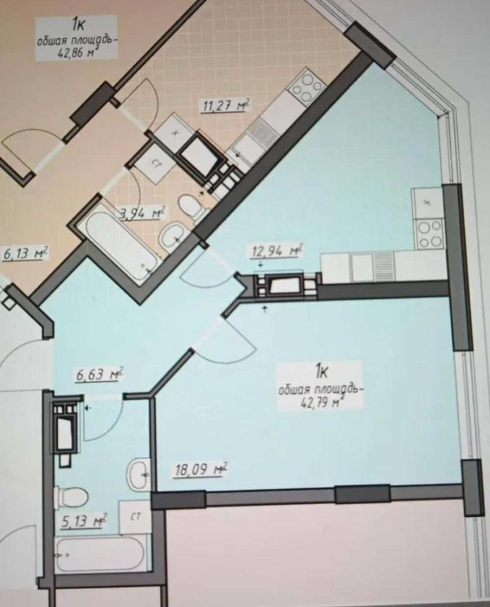 Apartamento 1 habitación 42 m² Odesa, Ucrania