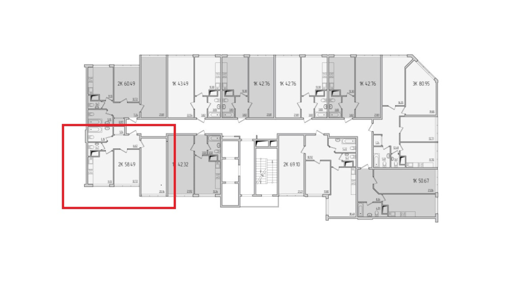 2 room apartment 59 m² Odesa, Ukraine