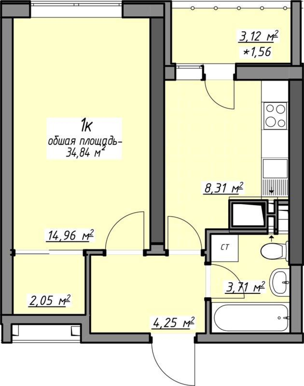 Квартира 1 комната 35 м² Одесса, Украина