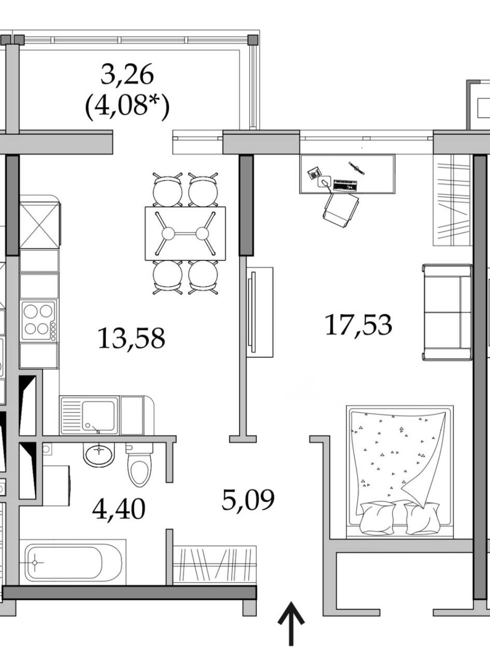 1 room apartment 45 m² Odesa, Ukraine