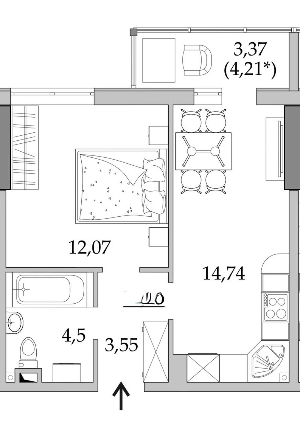 Квартира 1 комната 41 м² Одесса, Украина