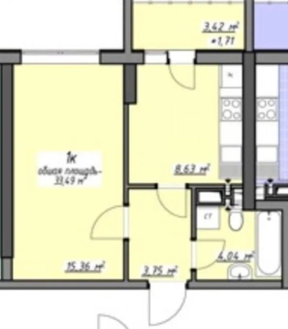 1 room apartment 33 m² Odesa, Ukraine