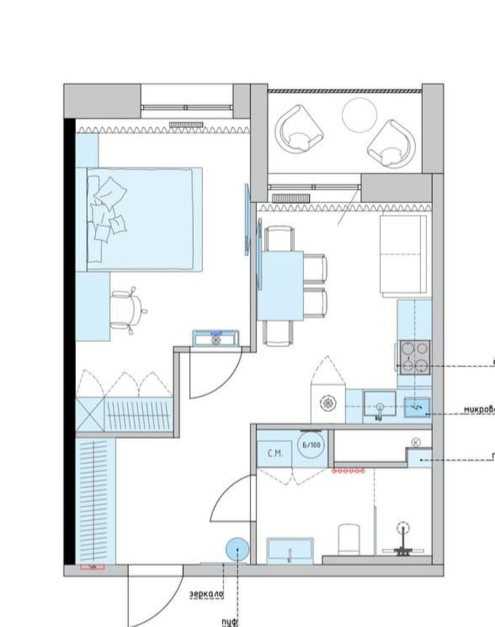 Apartamento 1 habitación 43 m² Odesa, Ucrania