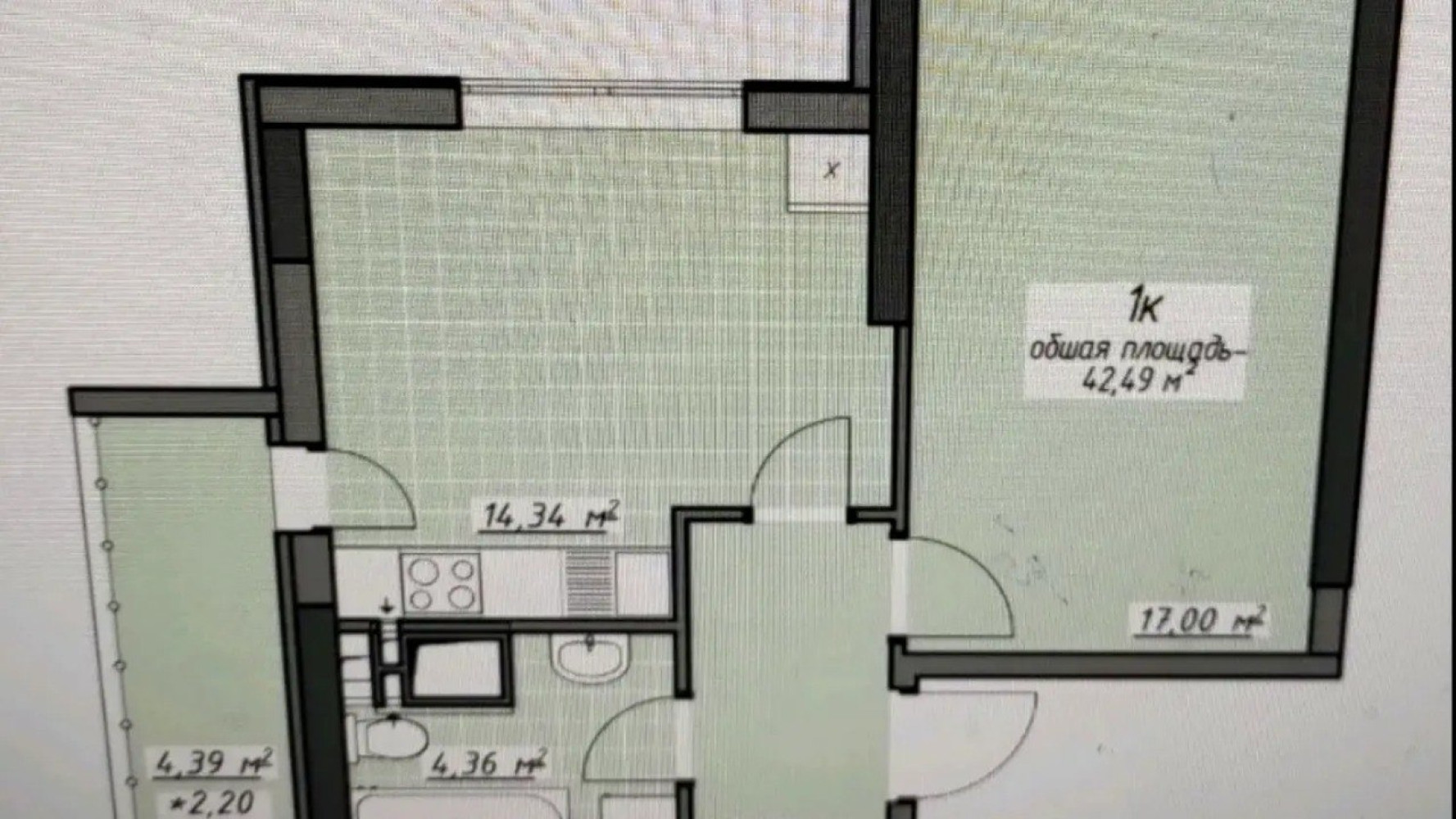 Квартира 2 комнаты 42 м² Одесса, Украина